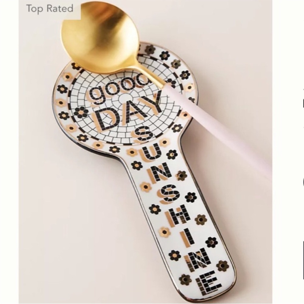 Anthropologie Bistro Tile Spoon Rest Good Day Sunshine New In Box